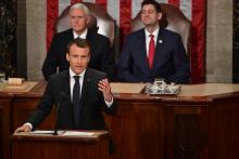 Le président français Emmanuel Macron au Congrès américain à Washington, le 25 avril 2018