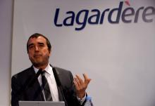 Arnaud Lagardère lors d'une conférence de presse le 8 mars 2017