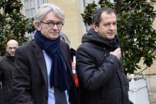 Le secrétaire général de FO, Jean-Claude Mailly (g) et Pascal Pavageau, le 27 janvier 2017 à l'Hôtel