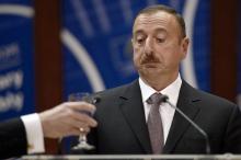 Le président de l'Azerbaïdjan Ilham Aliev devant l'Assemblée parlementaire du Conseil de l'Europe à Strasbourg (est de la France), le 24 juin 2014
