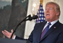 Le président Donald Trump s'adresse à la nation et annonce une opération militaire en cours en Syrie, le 13 avril 2018 à Washington