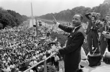 Martin Luther King lors de la marche de Washington le 28 août 1963.