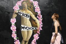 Le 11 mai 2018 à Dublin, peinture murale réalisée à l'occasion du référendum sur l'avortement en Irlande