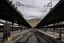 Des quais déserts à la gare de l'Est à Paris, le 3 avril 2018 au premier jour d'une grève de trois mois par épisodes
