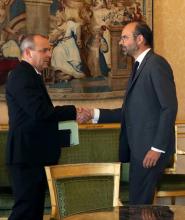 Le Premier ministre Edouard Philippe reçoit le secrétraire général de la CFDT Laurent Berger à Matignon, le 25 mai 2018