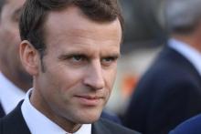 French President Emmanuel Macron visits an Australian Navy base at Garden Island in Sydney on May 2, 2018. Macron arrived in Australia on May 1 on a rare visit by a French president with the two sides