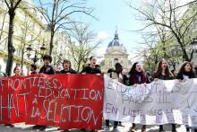 Manifestation contre la réforme de l'université, le 10 avril 2018, devant la Sorbonne