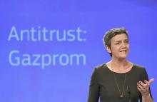 La commissaire européenne à la Concurrence Margrethe Vestager lors d'une conférence de presse à Bruxelles, le 24 mai 2018