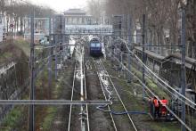 Le RER C bloqué à la station Javel à Paris, le 26 janvier 2018