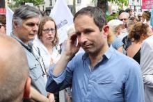 Benoît Hamon, ancien candidat socialiste à la présidentielle et fondateur du mouvement Génération-s, manifeste à Paris le 26 mai 2018 contre la politique gouvernementale