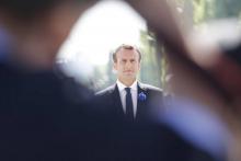 Le président Emmanuel Macron lors des cérémonies de commémoration de la fin de la Deuxième guerre mondiale, le 8 mai 2018 à Paris