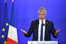 Le président du parti Les Republicains (LR) Laurent Wauquiez prononce un discours le 20 novembre 2017 à Paris