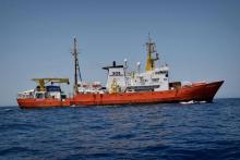 L'Aquarius, navire de l'ONG SOS Méditerranée en mai 2018