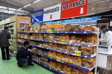 Produits "Made in France" mis en valeur dans un supermarché en Bretagne en 2013