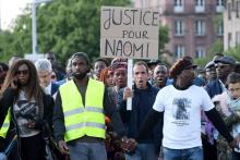 Famille et proche de Naomi Musengaparticipe à une marche silencieuse, le 16 mai 2018 à Strasbourg