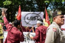 Manifestation anti-homosexuels à Banda Aceh, en Indonésie, le 27 décembre 2017