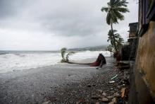 La plage de Saint-Pierre pendant un ouragan, le 19 septembre 2017 à la Martinique