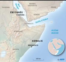 Carte localisant l'Erythrée et la Somalie