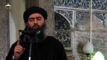Capture d'écran d'une vidéo de propagande du groupe Etat islamique montrant son chef Abou Bakr al-Baghdadi dans une mosquée de Mossoul en Irak, le 5 juillet 2014