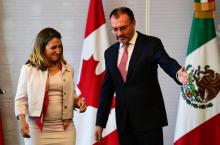 La ministre du Commerce extérieur canadienne Chrystia Freeland et son homologue mexicain Luis Videgaray à Mexico, le 25 juillet 2018