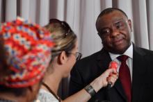 L'ex-chef de guerre congolais Jean-Pierre Bemba en conférence de presse à Bruxelles, le 24 juillet 2018