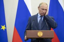 Le président Vladimir Poutine s'exprimant à Sotchi, dans le sud-ouest de la Russie, le 22 août 2018