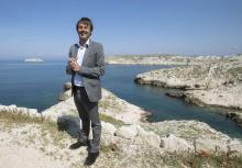 Le ministre de l'Ecologie Nicolas Hulot visite les îles du Frioul près de Marseille, le 18 mai 2018