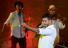 Photo du chanteur de pop marocaine Saad Lamjarred lors d'un festival international à Carthage, près de Tunis, le 30 juillet 2016