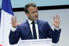 Le président Emmmanuel Macron participe au Forum économique franco-danois à Copenhague, le 29 août 2018