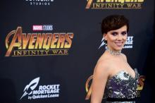 L'actrice américaine Scarlett Johansson à la première mondiale du film "Avengers: Infinity War" le 23 avril 2018