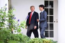Le président américain Donald Trump et le Premier ministre canadien Justin Trudeau à la Maison Blanche (Washington DC), le 11 octobre 2017
