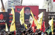 Capture d'écran montrant le chef du mouvement chiite libanais Hassan Nasrallah, lors d'un discours diffusé sur la chaîne TV al-Manar, le 20 septembre 2018
