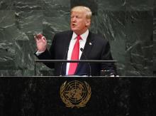 Le président américain Donald Trump lors de l'Assemblée générale annuelle de l'ONU, le 25 septembre 2018 à New York