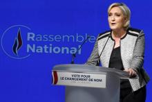 Marine Le Pen lors d'un congrès, photo du 1er Juin 2018