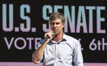Le candidat démocrate au Sénat américain Beto O'Rourke, lors d'un meeting de campagne le 15 septembre 2018