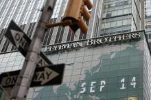 Le siège de Lehman Brothers à New York, en septembre 2008
