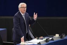 Le président de la Commission européenne Jean-Claude Juncker s'exprime lors d'un débat devant le Parlement européen à Strasbourg (France) le 3 juillet 2018.