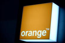 Le logo du groupe Orange à Paris le 20 avril 2017