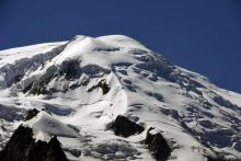 Le Mont-Blanc qui culmine à 4810m proche de Chamonix en Haute-Savoie, le 10 août 2018