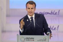 Le président français Emmanuel Macron à Erevan en Arménie lors du 17e Sommet de la Francophonie