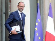 Le ministre de l'Intérieur par intérim, Édouard Philippe, sort de l'Élysée à Paris, le 3 octobre 2018