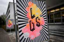 L'affiche d'une exposition à Berne à l'occasion des 75 ans du LSD, un psychotrope découvert en Suisse en 1943, le 21 septembre 2018
