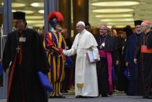 Le pape François après l'ouverture du synode au Vatican consacré aux jeunes, le 3 octobre 2018.