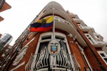 L'ambassade d'Equateur à Londres, photogtaphiée le 30 juillet 2018, où Julia Assang est réfugié depuis plus de cinq ans