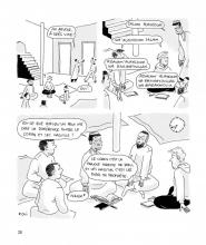 Planche de la bande dessinée "La petite mosquée dans la cité" (Casterman) de Solenne Jouanneau (autrice) et Kim Consigny (illustratrice), publiée dans la collection Sociorama (image transmise par Cast
