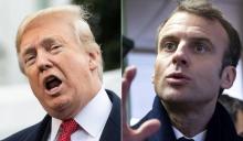 Montage photo réalisé le 13 novembre 2018 des présidents américain Donald Trump et français Emmanuel Macron