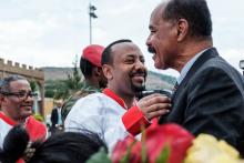 Le Premier ministre éthiopien Abiy Ahmed accueille le président érythréen Issaias Afeworki, Gondar, 9 novembre 2018.