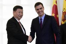 Le Premier ministre espagnol Pedro Sanchez et le président chinois Xi Jinping le 28 novembre 2018 à Madrid