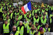 Des gilets jaunes participent à une manifestation à Rochefort, le 24 novembre 2018