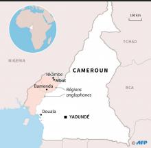Carte de localisation de Mbot dans la région anglophone du Nord-Ouest du Cameroun